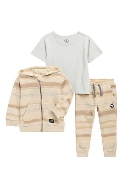 VOLCOM VOLCOM KIDS' T-SHIRT, FRENCH TERRY HOODIE & JOGGERS SET