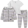Volcom Kids' T-shirt, French Terry Hoodie & Joggers Set In Purple