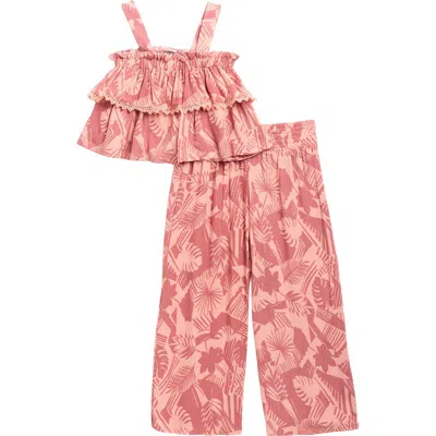 Volcom Kids' Tropical Print Top & Pants Set In Multi