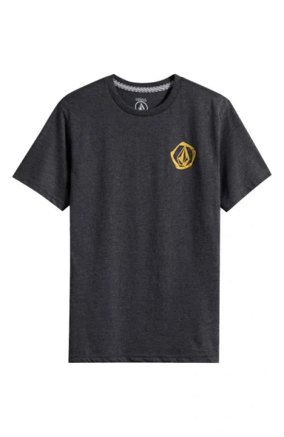 Volcom Kids' Wavy Cotton Blend Graphic T-shirt In Black