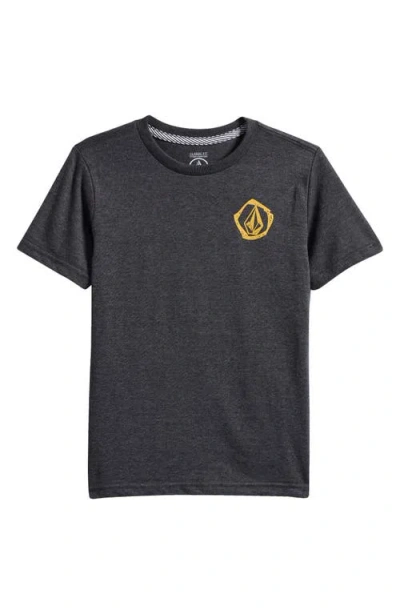 Volcom Kids' Wavy Cotton Blend Graphic T-shirt In Black