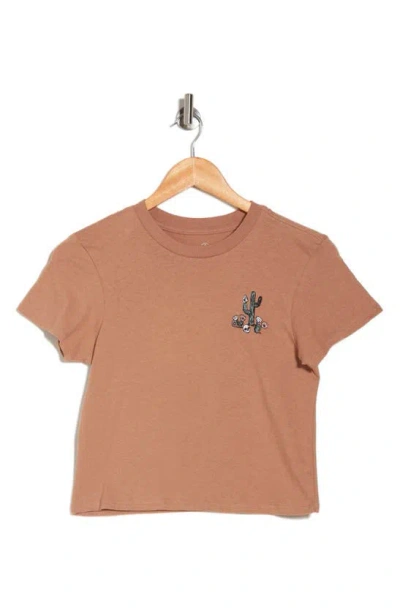 Volcom Kindness Crop Cotton Graphic Baby T-shirt In Brown