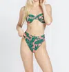 Volcom Leaf Ur Life High Waist Bikini Bottom In Emerald Green In Green