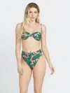 Volcom Leaf Ur Life U-wire Bikini Top - Emerald Green In Multi