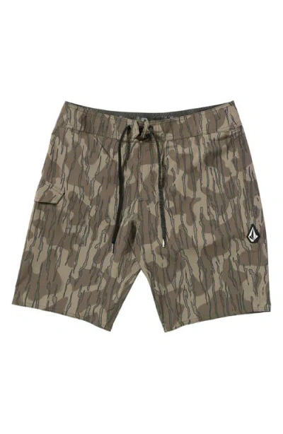 Volcom Lido Solid Mod Board Shorts In Brindle
