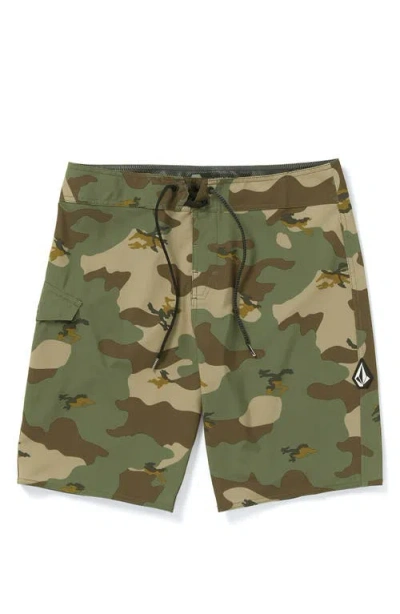 Volcom Lido Solid Mod Board Shorts In Camouflage