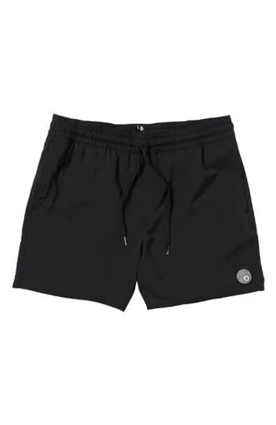 Volcom Lido Solid Swim Trunks In Black