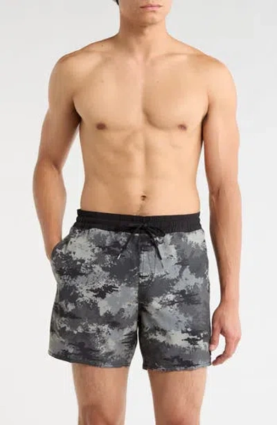 Volcom Lindo Print Swim Trunks In Black