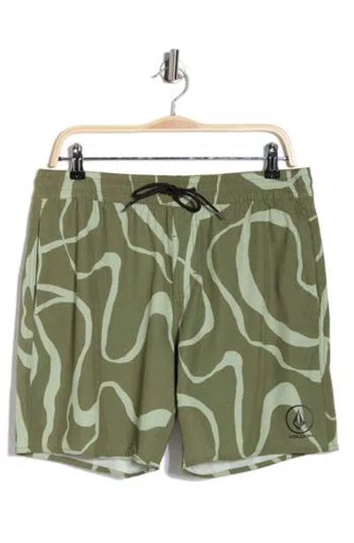 Volcom Lines Swim Trunks In Green