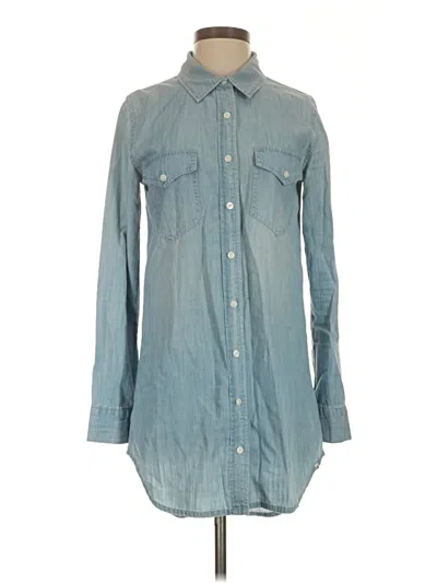 Pre-owned Volcom Long Sleeve Button Down Shirt In Blue