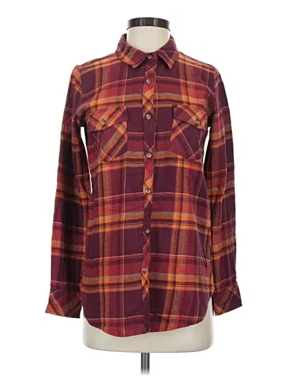 Pre-owned Volcom Long Sleeve Button Down Shirt In Burgundy