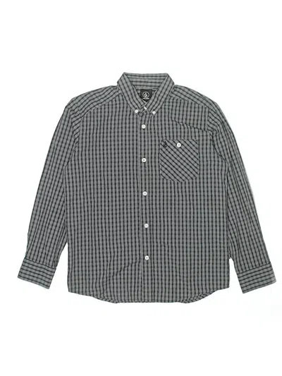 Pre-owned Volcom Kids' Long Sleeve Button Down Shirt In Gray
