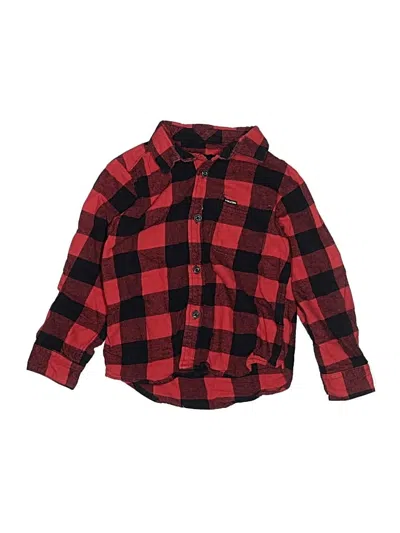 Pre-owned Volcom Kids' Long Sleeve Button Down Shirt In Red