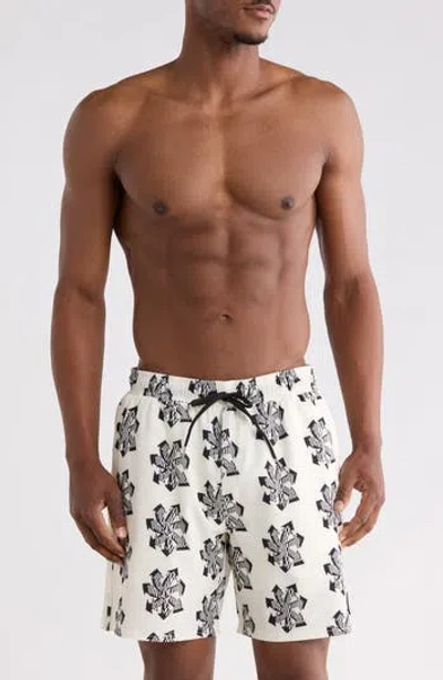 Volcom Manic Print Swim Shorts In White