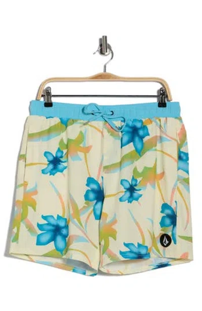 Volcom Manic Print Swim Trunks In Multi