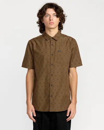 Volcom Men's Bankstone Short Sleeve Shirt In Brown