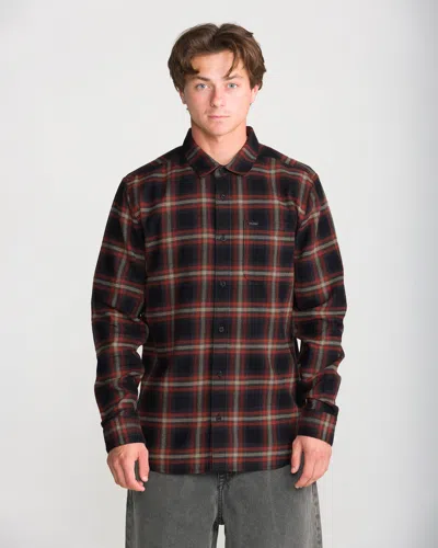 Volcom Men's Caden Plaid Long Sleeve Shirt In Black