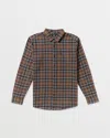 Volcom Men's Caden Plaid Long Sleeve Shirt In Brown
