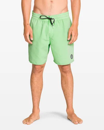 Volcom Men's Center Elastic Waist 17" Trunk In Green