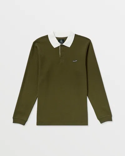 Volcom Men's Curbstone Polo Long Sleeve Shirt In Green