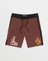 Volcom Men's Featured Artist Callum Rooney Mod 20" Boardshorts In Brown