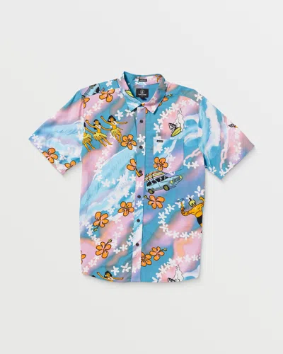 Volcom Men's Featured Artist Drew Toonz Short Sleeve Shirt In Blue