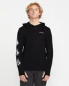 Volcom Men's Largee Iconic Hood Long Sleeve Rashguard In Black