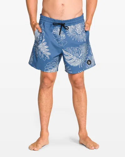 Volcom Men's Lido Print 16" Trunk In Blue