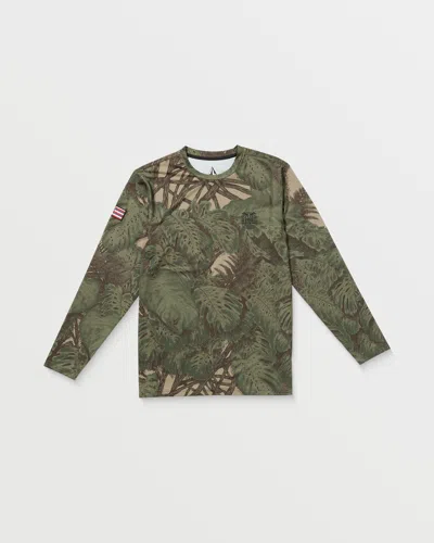 Volcom Men's Loose Long Sleeve Surf Tee In Green