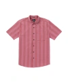 Volcom Newbar Stripe Short Sleeve Button-up Shirt In Washed Ruby