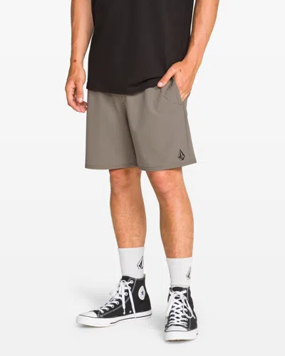 Volcom Men's Nomoly Elastic Waist Shorts 18" In Brown