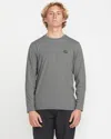 Volcom Men's Oval Track Loose Long Sleeve Surf Tee In Gray