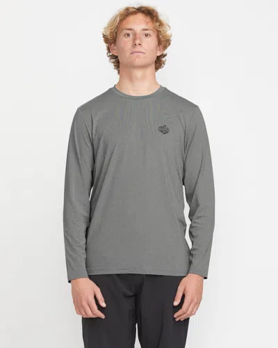 Volcom Men's Oval Track Loose Long Sleeve Surf Tee In Gray