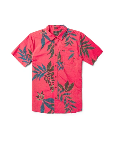 Volcom Men's Paradiso Floral Short Sleeve Shirt In Washed Ruby