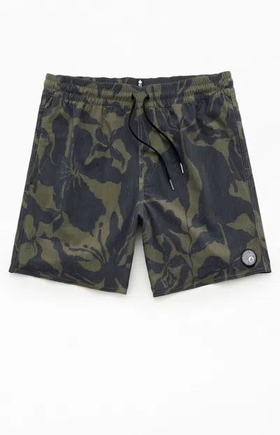 Volcom Men's Psyche Cotton 7" Swim Trunks In Ivy In Green