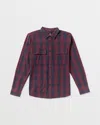Volcom Men's Shadowstone Flannel Long Sleeve Shirt In Burgundy