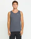 Volcom Men's Solid Heather Tank In Blue