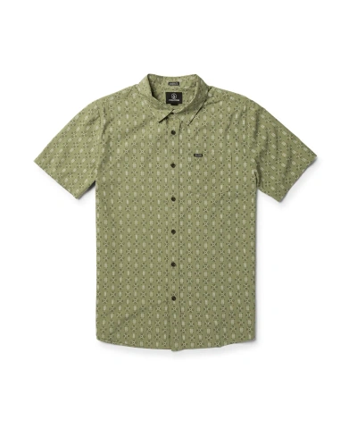 Volcom Men's Stone Mash Short Sleeve Shirt In Thyme Green