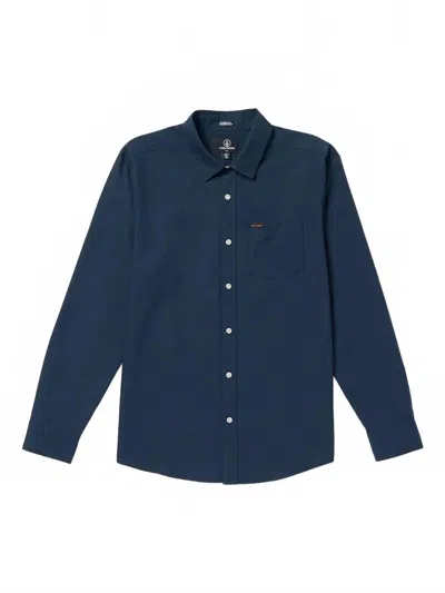 Volcom Men's Veeco Oxford Long Sleeve Button Up Shirt In Navy In Blue