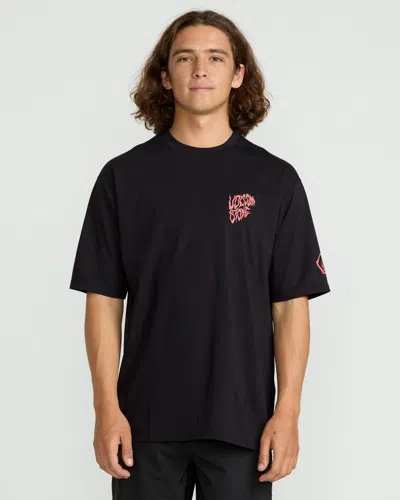 Volcom Men's Wavvyyy Surf Short Sleeve Rashguard In Black