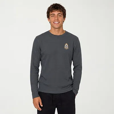 Volcom Mens Crew Neck Long Sleeve Regular Fit Thermal Top In Blue