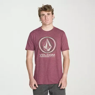 Volcom Mens Crew Neck Short Sleeve Regular Fit Graphic T-shirt In Red