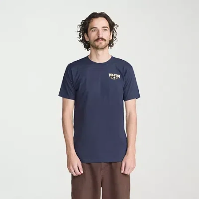 Volcom Mens Crew Neck Short Sleeve Regular Fit Graphic T-shirt In Blue