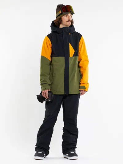 Volcom Mens L Insulated Gore-tex Jacket - Gold In Green