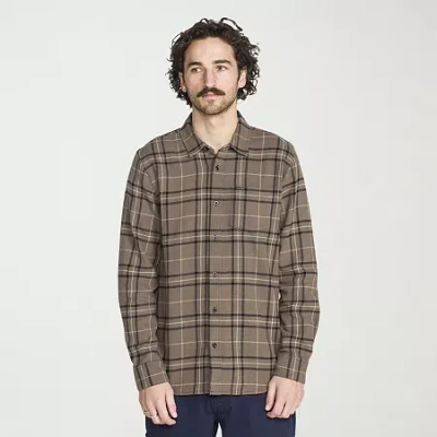 Volcom Mens Long Sleeve Regular Fit Flannel Shirt In Brown