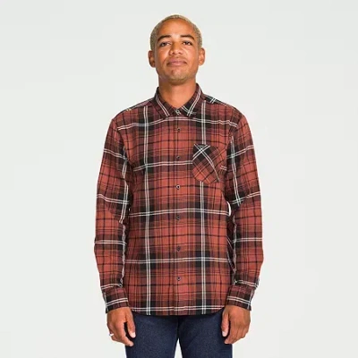 Volcom Mens Long Sleeve Regular Fit Flannel Shirt In Brown