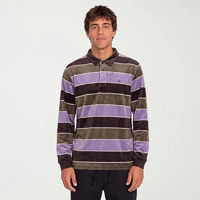 Volcom Mens Regular Fit Long Sleeve Polo Shirt In Purple