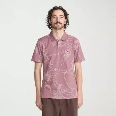 Volcom Mens Regular Fit Short Sleeve Polo Shirt In Pink