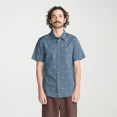Volcom Mens Short Sleeve Regular Fit Button-down Shirt In Blue