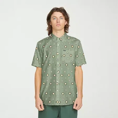 Volcom Mens Short Sleeve Regular Fit Button-down Shirt In Green